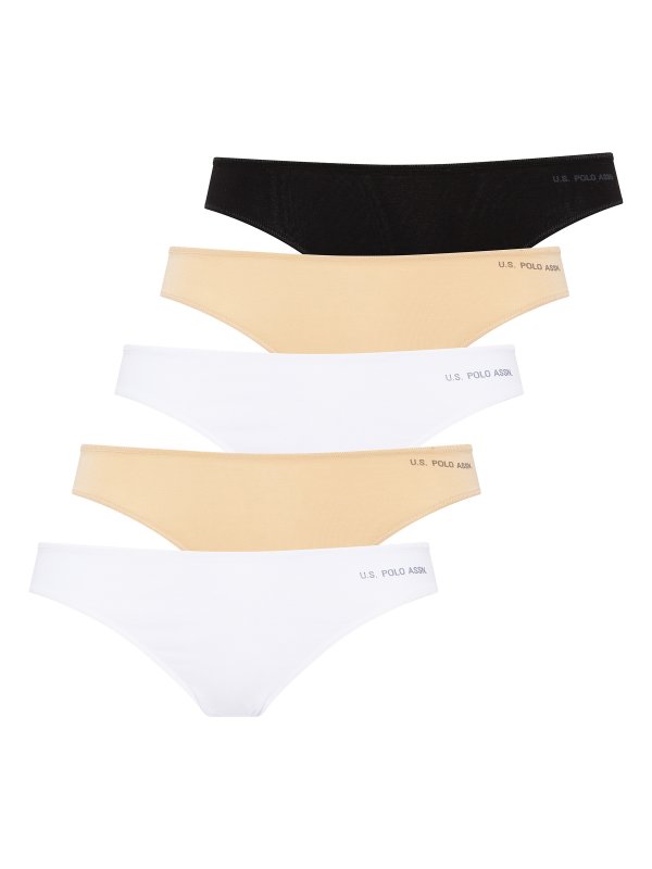 U.S.POLO ASSN brasilské kalhotky 67007 5PACK bílá, černá, tělová, bílá, tělová | Vermali.cz